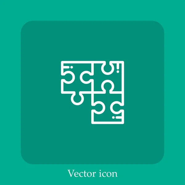 Puzzle Vector Icono Lineal Icon Line Con Carrera Editable — Vector de stock