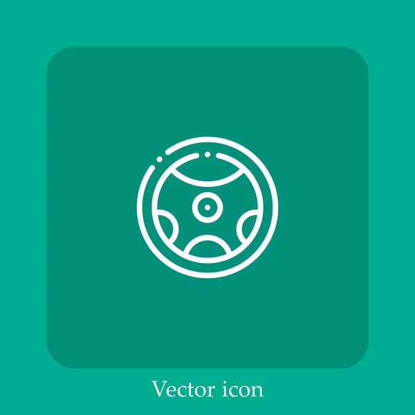 Icono Del Vector Del Volante Icon Line Lineal Con Carrera — Vector de stock