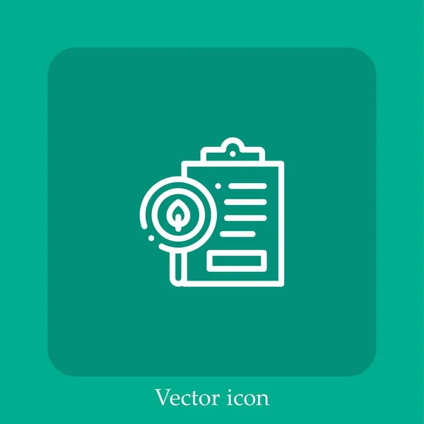 Icono Vector Investigación Icon Line Lineal Con Carrera Editable — Vector de stock