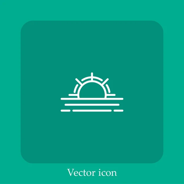 Иконка Вектора Восхода Солнца Linear Icon Line Редактируемым Штрихом — стоковый вектор
