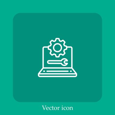dizüstü bilgisayar vektörü doğrusal simgesi. Düzenlenebilir vuruş ile satır