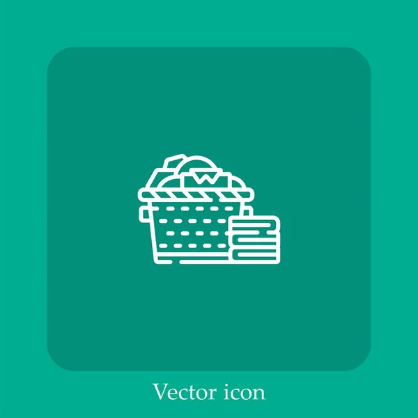 Icono Vector Lavandería Icon Line Lineal Con Carrera Editable — Vector de stock