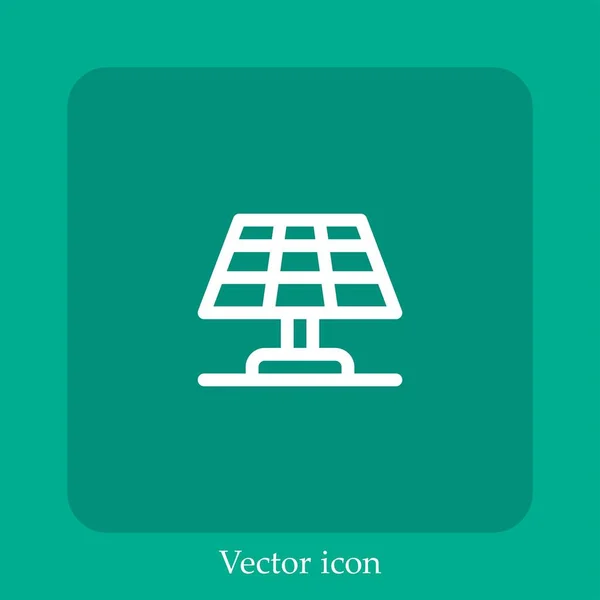 Icône Vectorielle Panneau Solaire Icône Linéaire Ligne Avec Course Modifiable — Image vectorielle