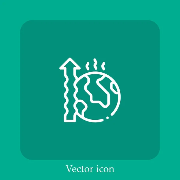 Globale Erwärmung Vektor Symbol Lineare Icon Line Mit Editierbarem Strich — Stockvektor