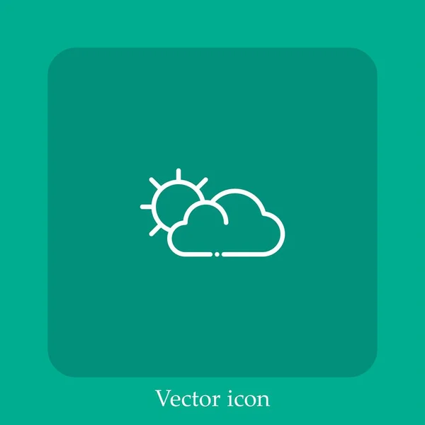 Icono Vector Nublado Icon Line Lineal Con Carrera Editable — Vector de stock
