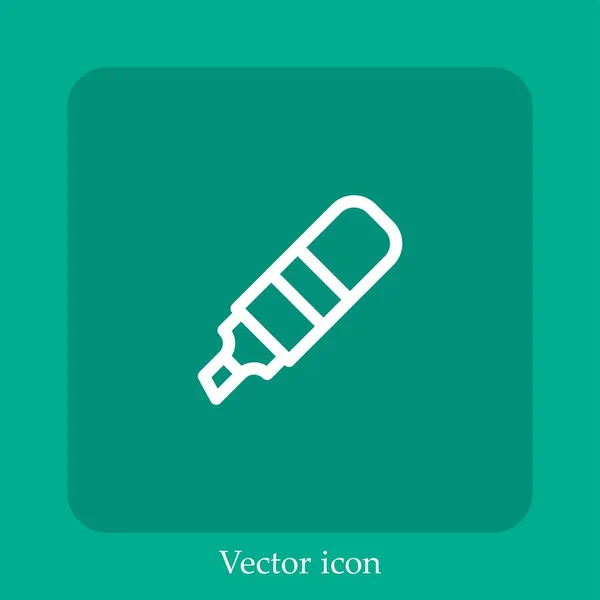 Icono Vector Marcador Icon Line Lineal Con Carrera Editable — Vector de stock