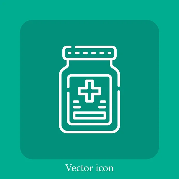 Icono Vector Medicina Icon Line Lineal Con Carrera Editable — Vector de stock