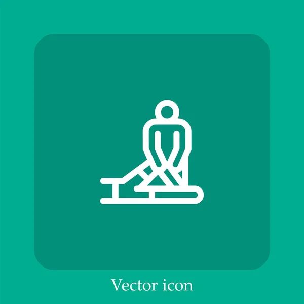 Icono Vector Terapia Física Icon Line Lineal Con Accidente Cerebrovascular — Vector de stock