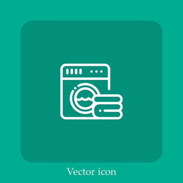 Máquina Lavar Ícone Vetor Linear Icon Line Com Curso Editável — Vetor de Stock