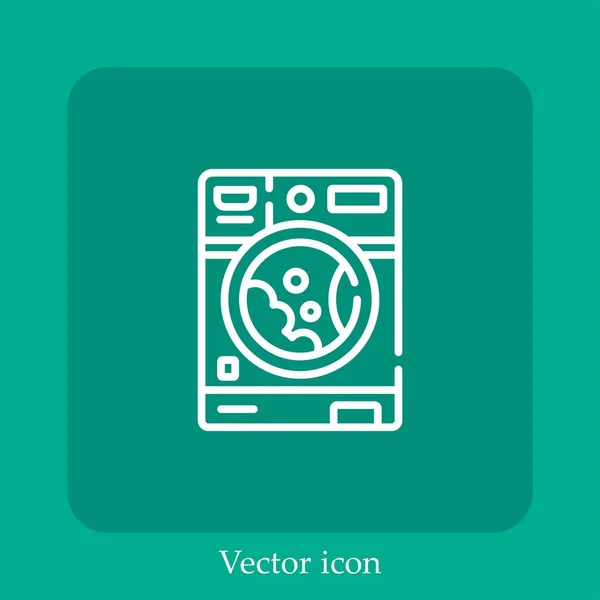 Icône Vectorielle Machine Laver Icône Linéaire Ligne Avec Course Modifiable — Image vectorielle