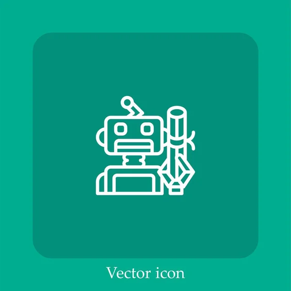 Ícone Vetorial Robô Linear Icon Line Com Curso Editável —  Vetores de Stock