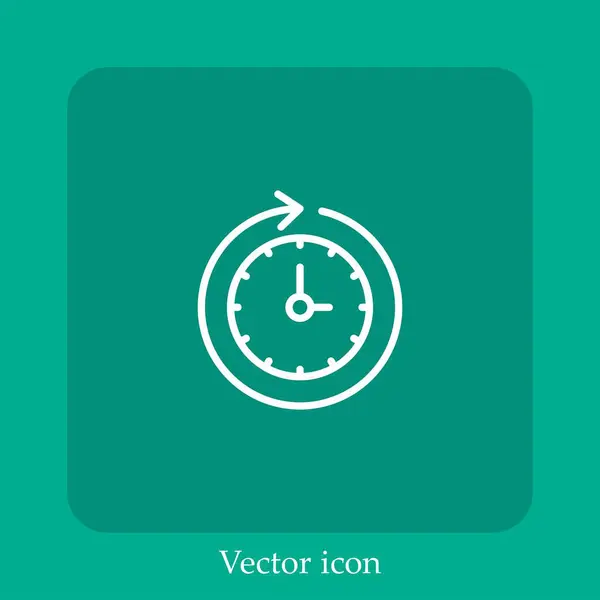 Ícone Vetor Relógio Linear Icon Line Com Curso Editável — Vetor de Stock