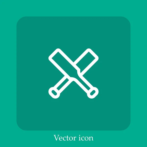 Cricket Icono Vector Icon Line Lineal Con Carrera Editable — Vector de stock