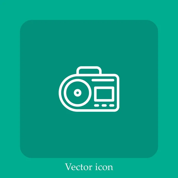 Kassettenspieler Vektor Symbol Lineare Icon Line Mit Editierbarem Strich — Stockvektor