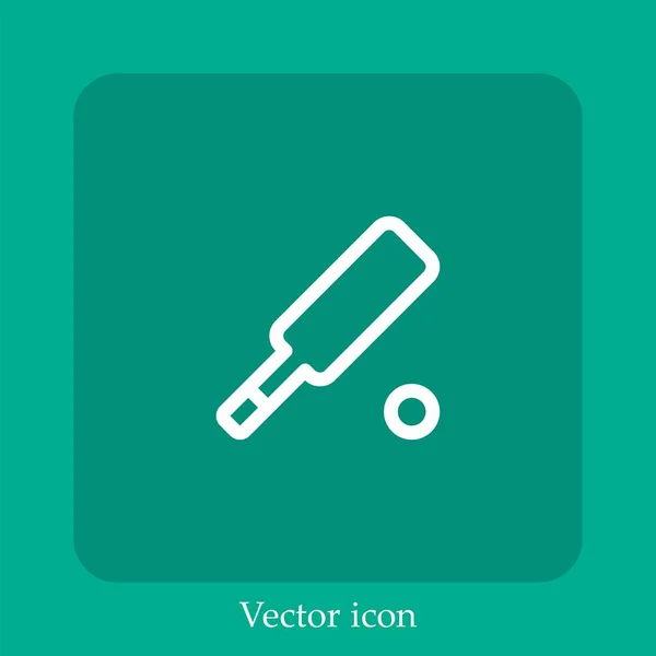 Ícone Vetor Críquete Linear Icon Line Com Curso Editável — Vetor de Stock