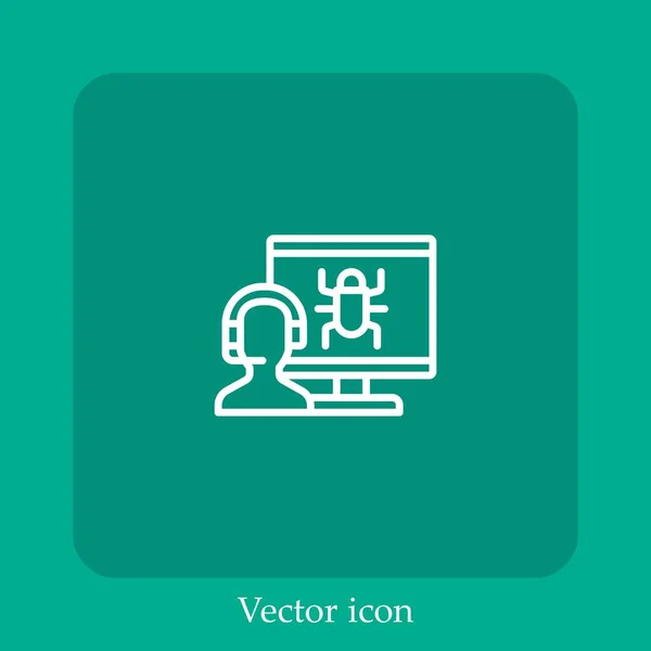 Icono Del Vector Malware Icon Line Lineal Con Carrera Editable — Vector de stock