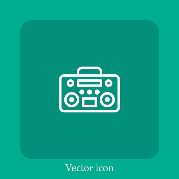 Ícone Vetorial Cassete Linear Icon Line Com Curso Editável — Vetor de Stock