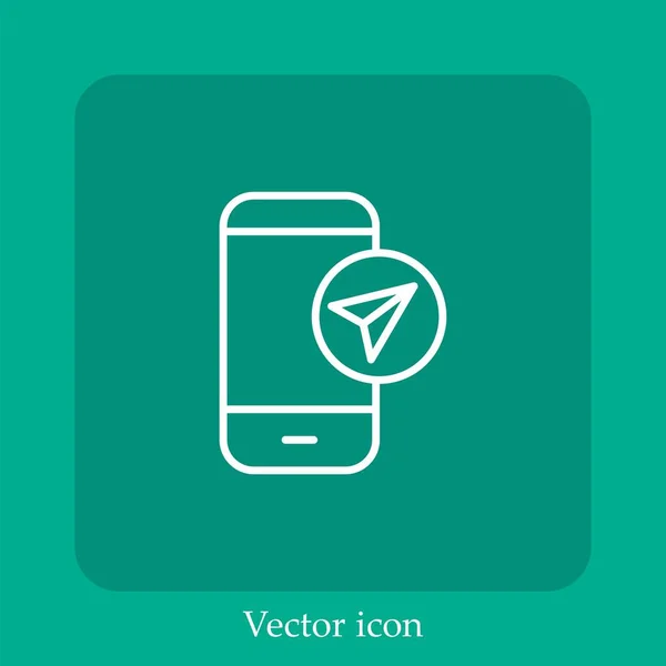 Icono Del Vector Navegación Icon Line Lineal Con Carrera Editable — Vector de stock