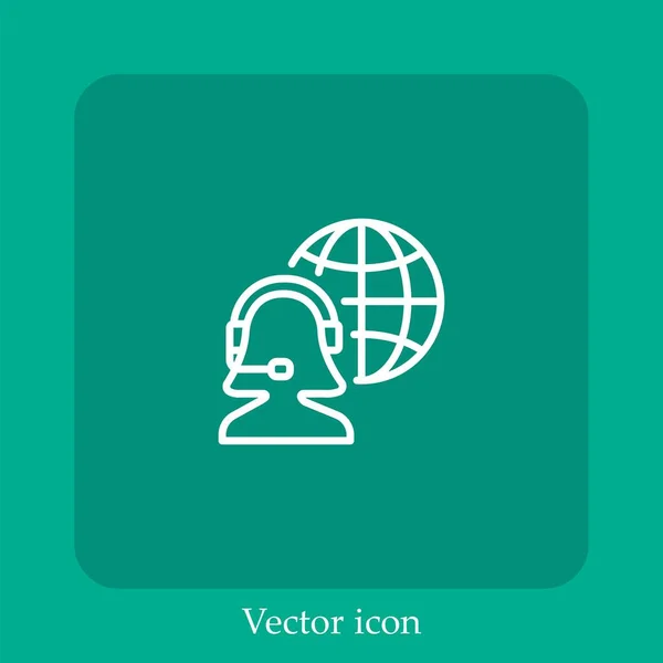 Telemarketer Vektor Symbol Lineare Icon Line Mit Editierbarem Strich — Stockvektor