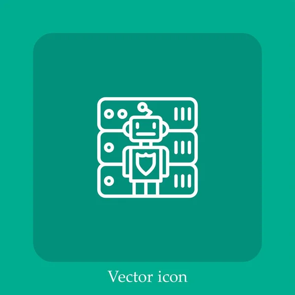 Icône Vectorielle Données Sécurisée Icône Linéaire Ligne Avec Course Modifiable — Image vectorielle