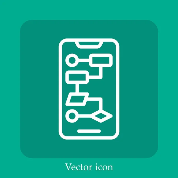 Icône Vectorielle Algorithme Icône Linéaire Ligne Avec Course Modifiable — Image vectorielle