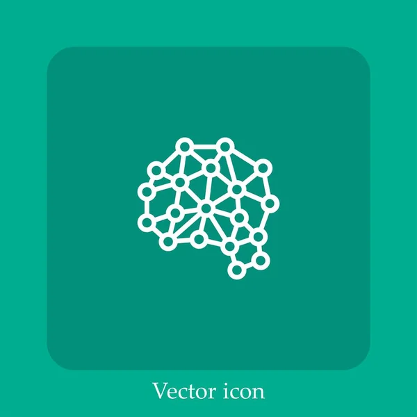 Icono Vector Inteligencia Artificial Icon Line Lineal Con Carrera Editable — Vector de stock