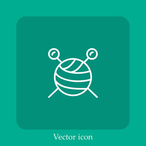 Bola Lana Icono Vector Icon Line Lineal Con Carrera Editable — Vector de stock