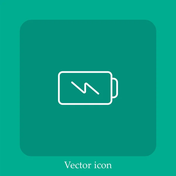 Charging Battery Vector Icon Linear Icon Line Editable Stroke — Stock Vector