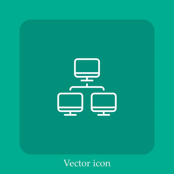 Icono Vector Red Icon Line Lineal Con Carrera Editable — Vector de stock