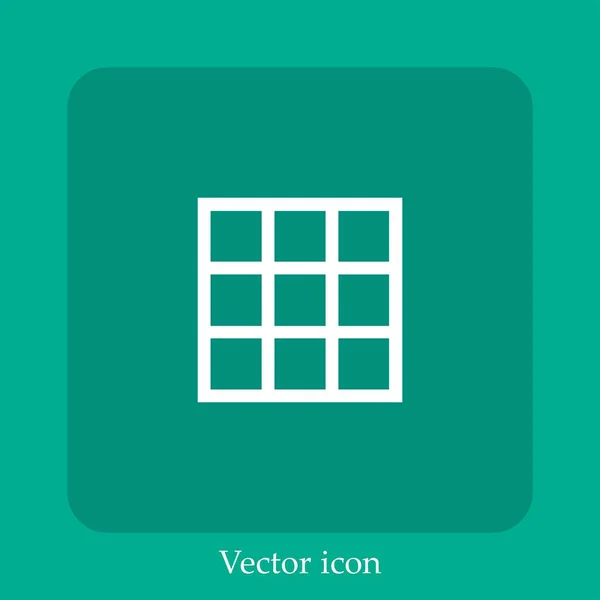 Tabla Cuadrícula Nueve Cuadrados Icono Vectorial Icon Line Lineal Con — Vector de stock