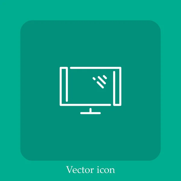 Ícone Vetor Televisão Linear Icon Line Com Curso Editável — Vetor de Stock