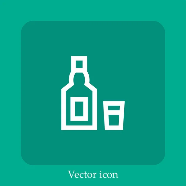 Бутылка Текилы Стеклянный Вектор Иконки Linear Icon Line Редактируемым Штрихом — стоковый вектор
