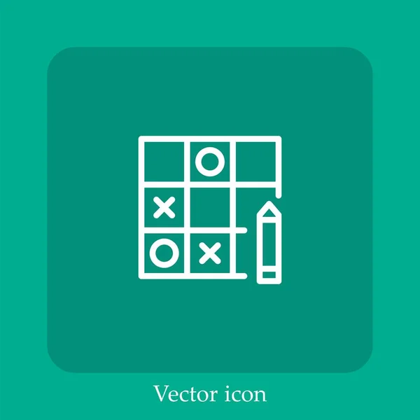 Tic Tac Toe Vector Icono Icon Line Lineal Con Carrera — Vector de stock