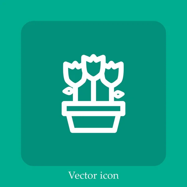 Tulips Vector Icon Linear Icon Line Editable Stroke — Stock Vector