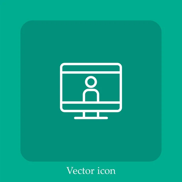 Videokonferenz Vektor Symbol Linear Icon Line Mit Editierbarem Strich — Stockvektor