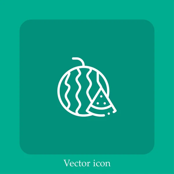 Ícone Vetorial Melancia Linear Icon Line Com Curso Editável — Vetor de Stock
