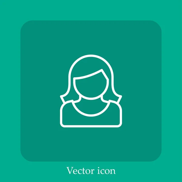 Mujer Icono Vectorial Icon Line Lineal Con Carrera Editable — Vector de stock