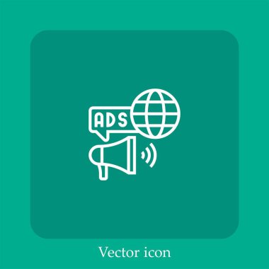 reklam vektörü simgesi doğrusal simgesi. Düzenlenebilir vuruş ile satır