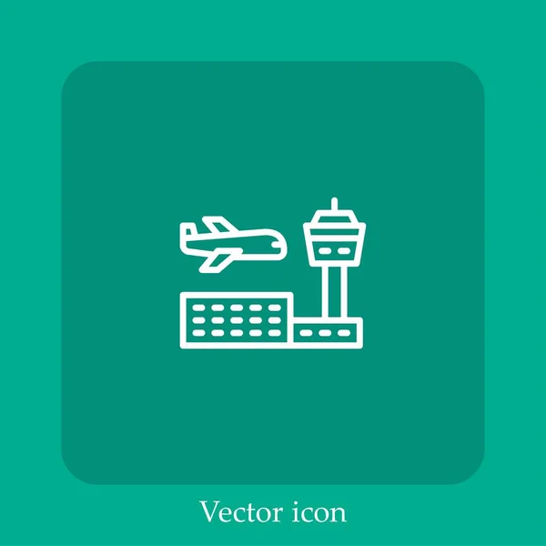 Icono Del Vector Del Aeropuerto Icon Line Lineal Con Carrera — Vector de stock