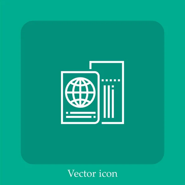 Ícone Vetor Passaporte Linear Icon Line Com Curso Editável — Vetor de Stock