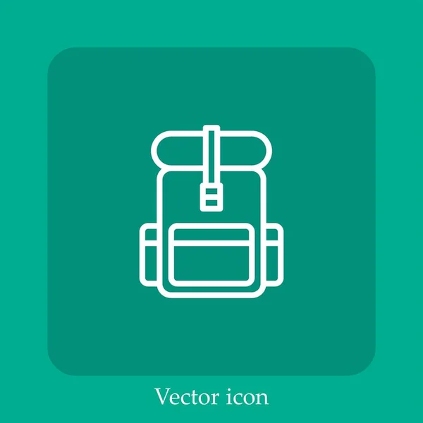 Icono Vector Mochila Icon Line Lineal Con Carrera Editable — Vector de stock