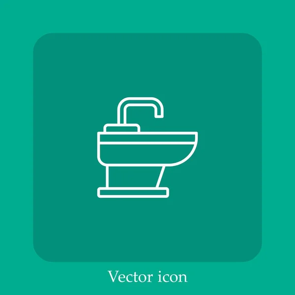 Ícone Vetorial Bidet Linear Icon Line Com Curso Editável — Vetor de Stock