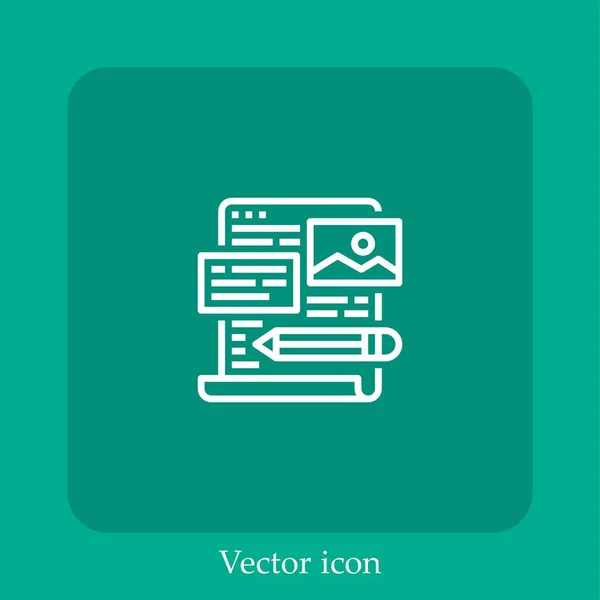 Blogging Icône Vectorielle Icône Linéaire Ligne Avec Course Modifiable — Image vectorielle
