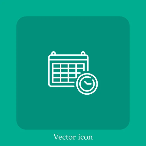 Icono Vector Calendario Icono Lineal Línea Con Carrera Editable — Vector de stock
