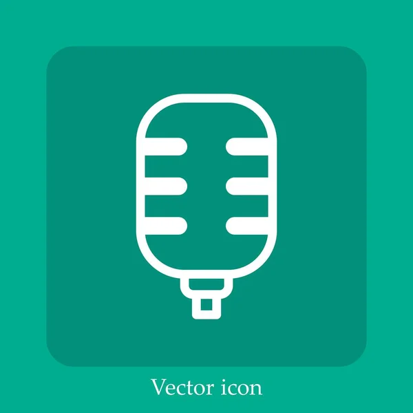 Icône Vectorielle Microphone Icône Linéaire Ligne Avec Course Modifiable — Image vectorielle