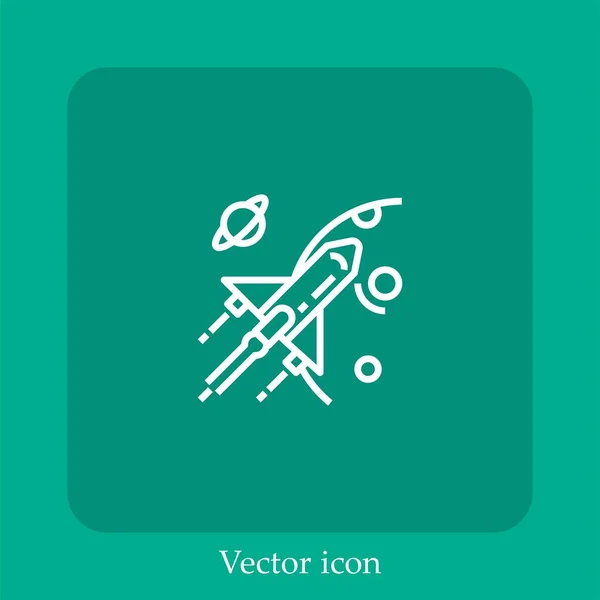 Rocket Vector Icon Linear Icon Line Editable Stroke — Stock Vector