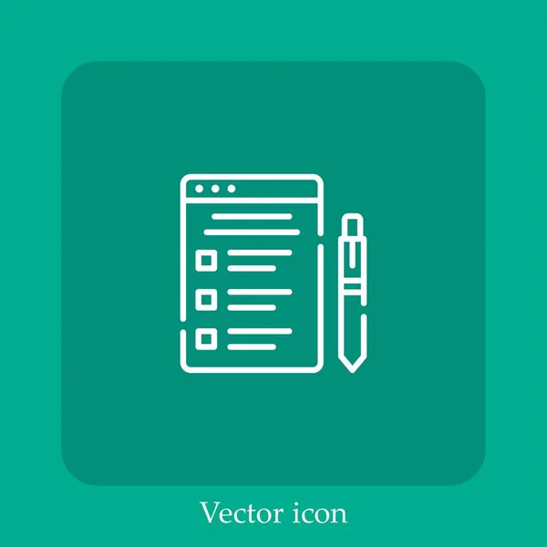 Ícone Vetorial Pesquisa Linear Icon Line Com Curso Editável — Vetor de Stock