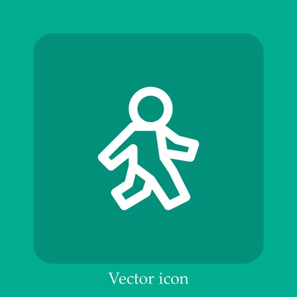Icône Vectorielle Marche Icône Linéaire Ligne Avec Course Modifiable — Image vectorielle