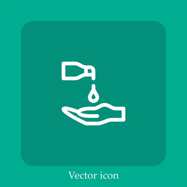 Waschen Der Hände Vektor Symbol Lineare Icon Line Mit Editierbarem — Stockvektor