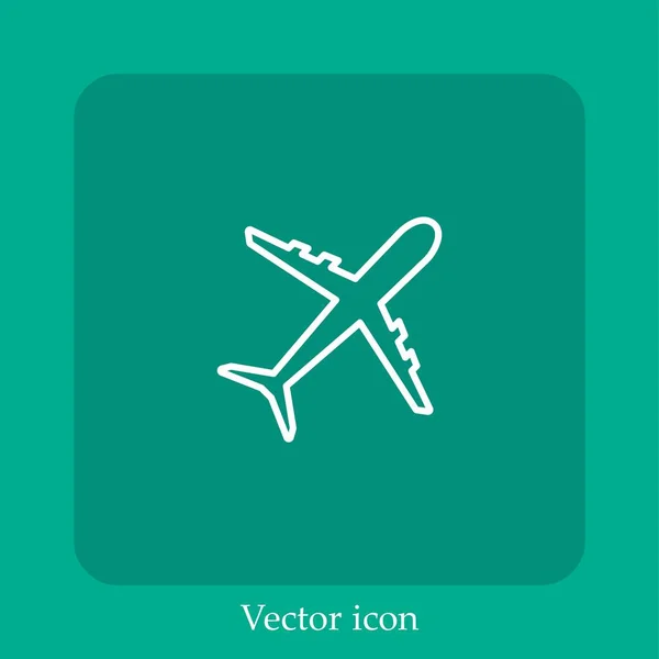 Icône Vectorielle Avion Icône Linéaire Ligne Avec Course Modifiable — Image vectorielle